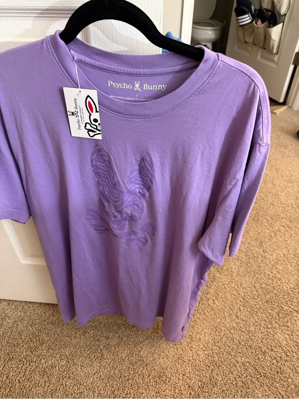 Psycho Bunny Lavender Short Sleeve Tee Embossed Logo size 7/xl New w tags!